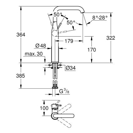 GROHE 32901GL1 - Змішувач для умивальника ESSENCE XL золотий