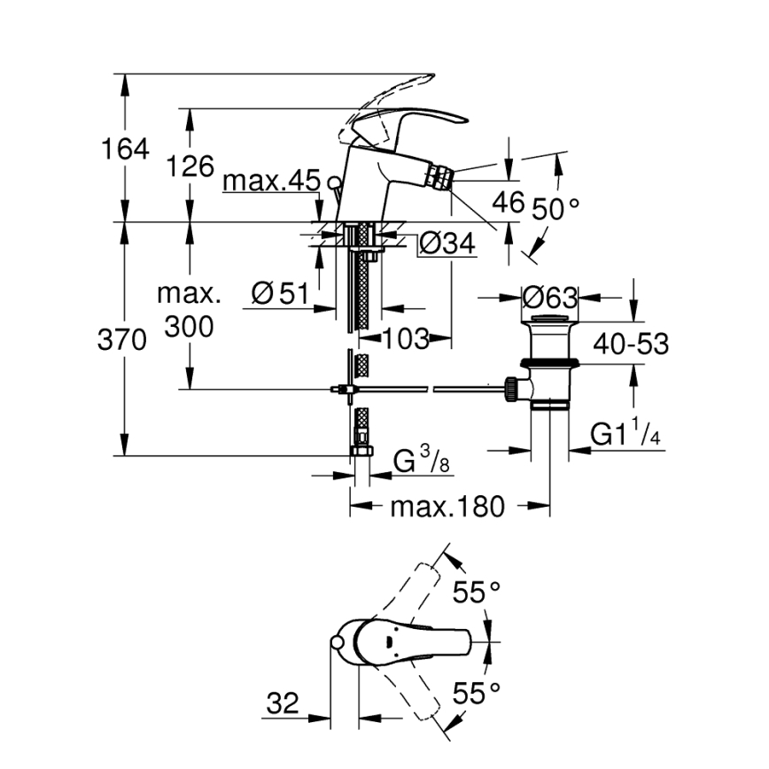 GROHE 32929002 - смеситель для биде EUROSMART, размер S, глянцевый хром