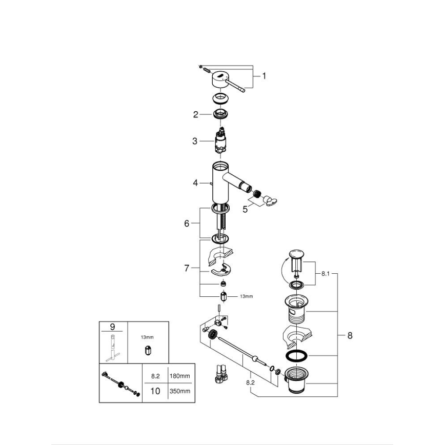 GROHE 32935DL1 - Смеситель для биде ESSENCE, размер S, бронзовый