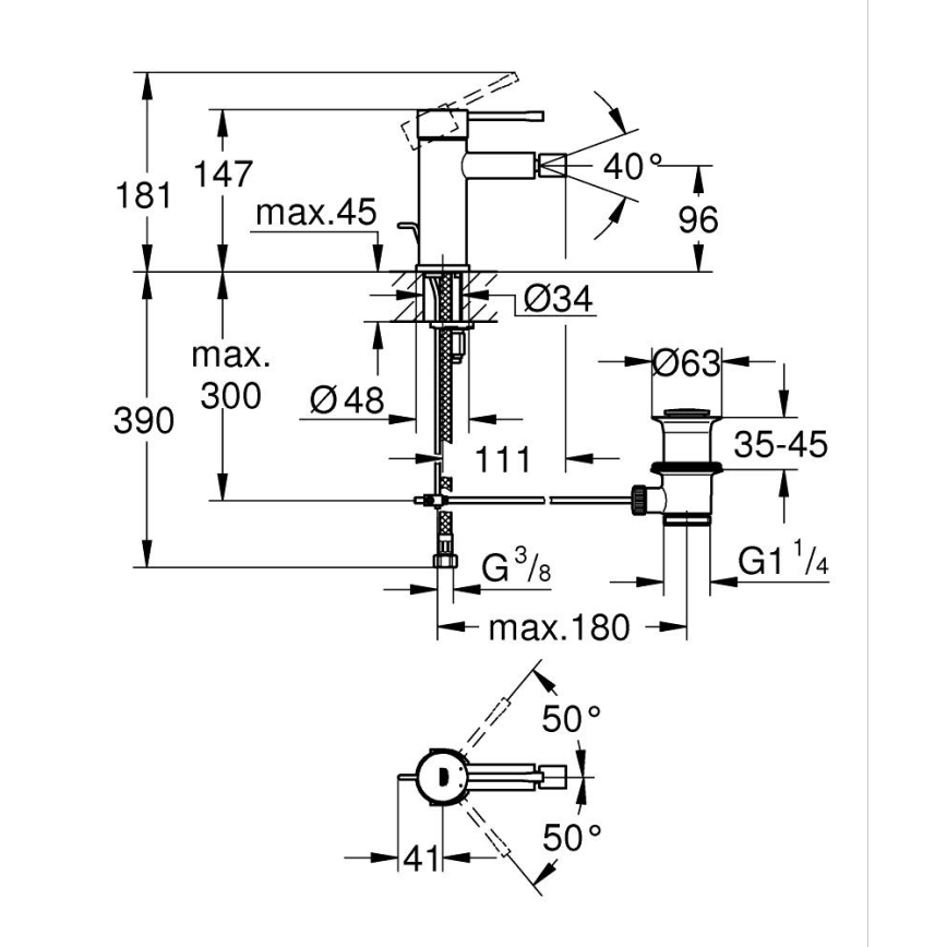 GROHE 32935DL1 - Смеситель для биде ESSENCE, размер S, бронзовый