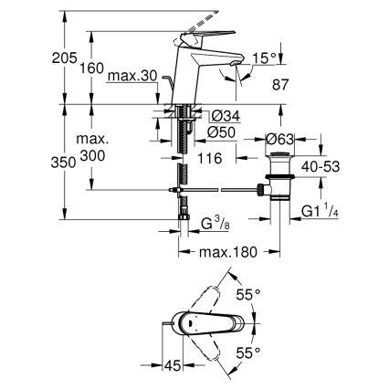 GROHE 3319020E - Смеситель для умывальника EURODISC COSMOPOLITAN, размер S, хром
