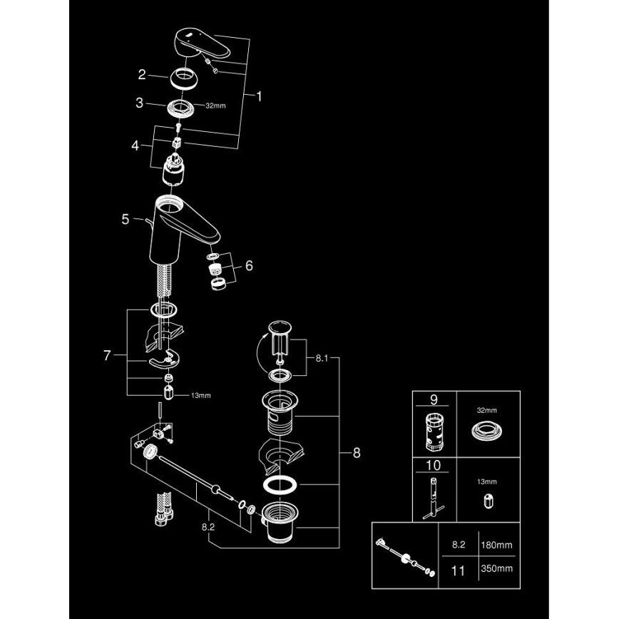 GROHE 3319020E - Змішувач для умивальника EURODISC COSMOPOLITAN, розмір S, хром