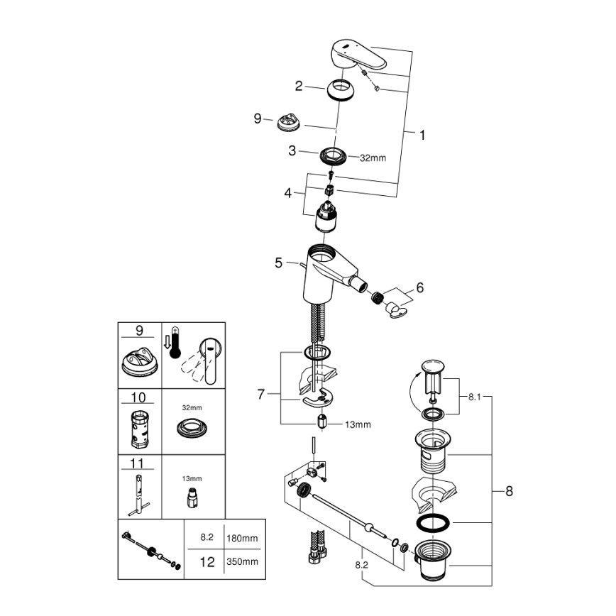 GROHE 33244002 - Смеситель для биде EURODISC COSMOPOLITAN DN 15, полированный хром