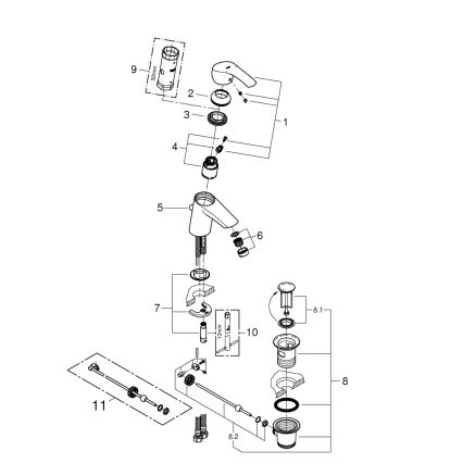 GROHE 33265002 - смеситель для раковины EUROSMART DN 15, размер S, полированный хром