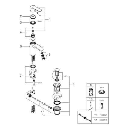 GROHE 3355220E - Змішувач для умивальника EUROSTYLE COSMOPOLITAN, полірований хром