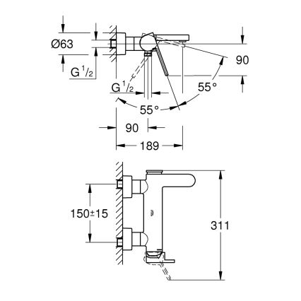 GROHE 33553AL3 - Змішувач для ванни PLUS графіт
