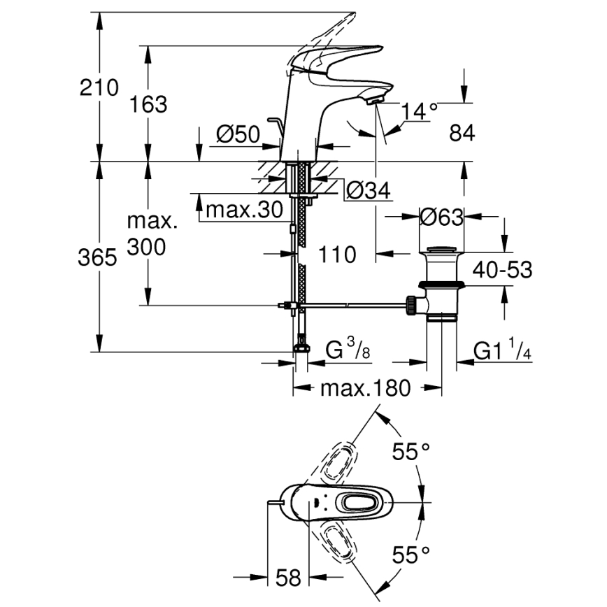 GROHE 33558LS3 - Раковинный смеситель EUROSTYLE, размер S, белый