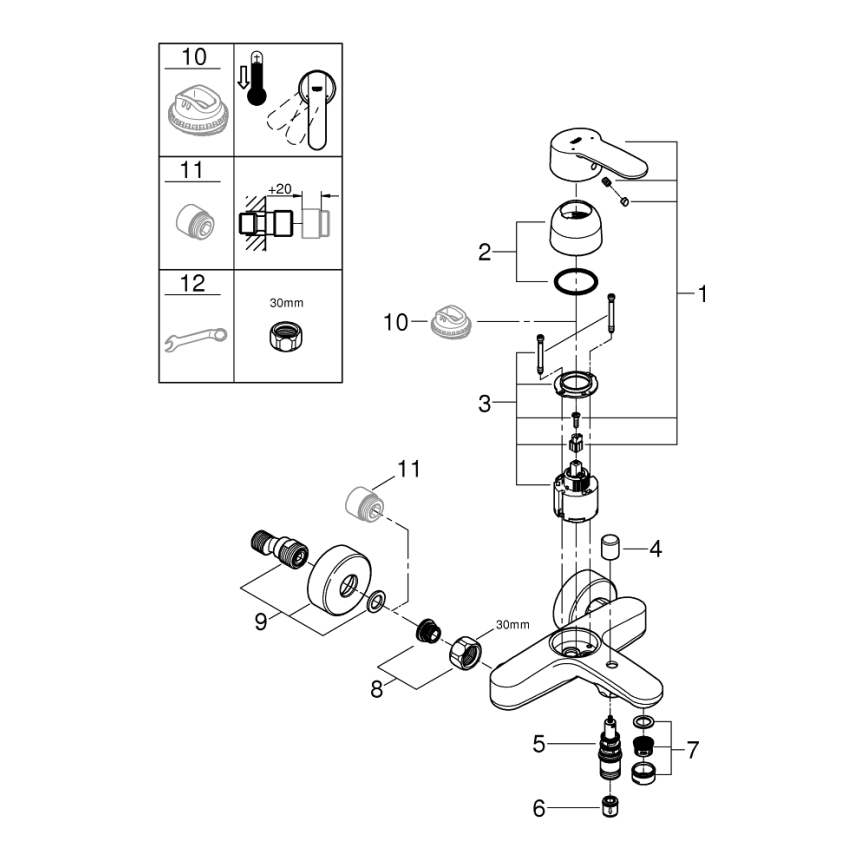 GROHE 33591002 - Смеситель для ванны EUROSTYLE COSMOPOLITAN глянцевый хром