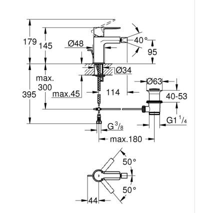 GROHE 33848001 - Смеситель для биде LINEARE DN 15 полированный хром