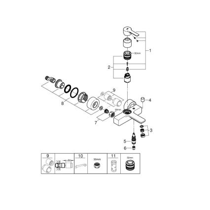 GROHE 33849001 - смеситель для ванны LINEARE DN 15, полированный хром