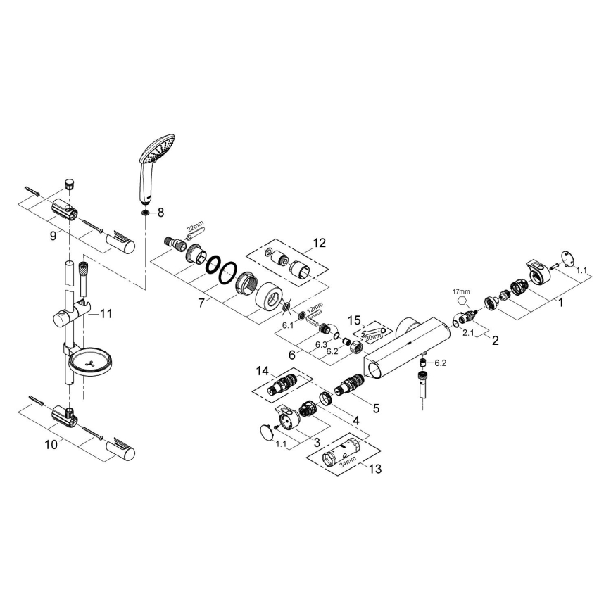 GROHE 34195001 - термостатичний змішувач GROHTHERM 2000 з комплектом EUPHORIA 110, хром