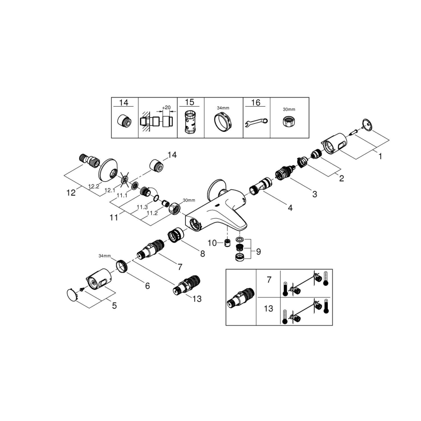 GROHE 34227002 - Термостатический смеситель для ванны PRECISION TREND DN 15, полированный хром