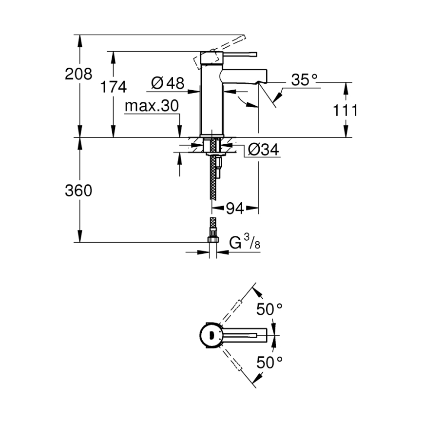 GROHE 34294001 - Змішувач для умивальника ESSENCE DN 15 полірований хром