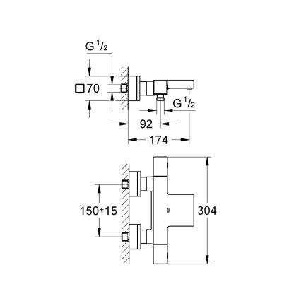 GROHE 34497000 - Термостатический ванный смеситель GROHTHERM CUBE DN 15, полированный хром
