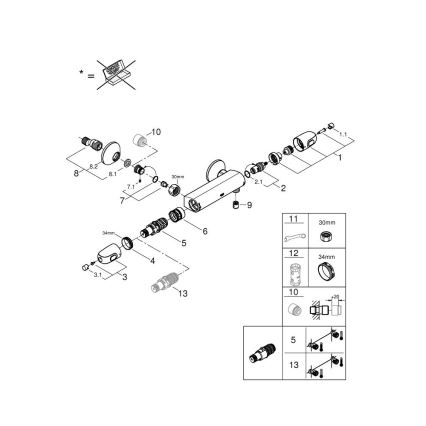GROHE 34550000 - Термостатичний душовий змішувач GROHTHERM 1000 DN 15 хром
