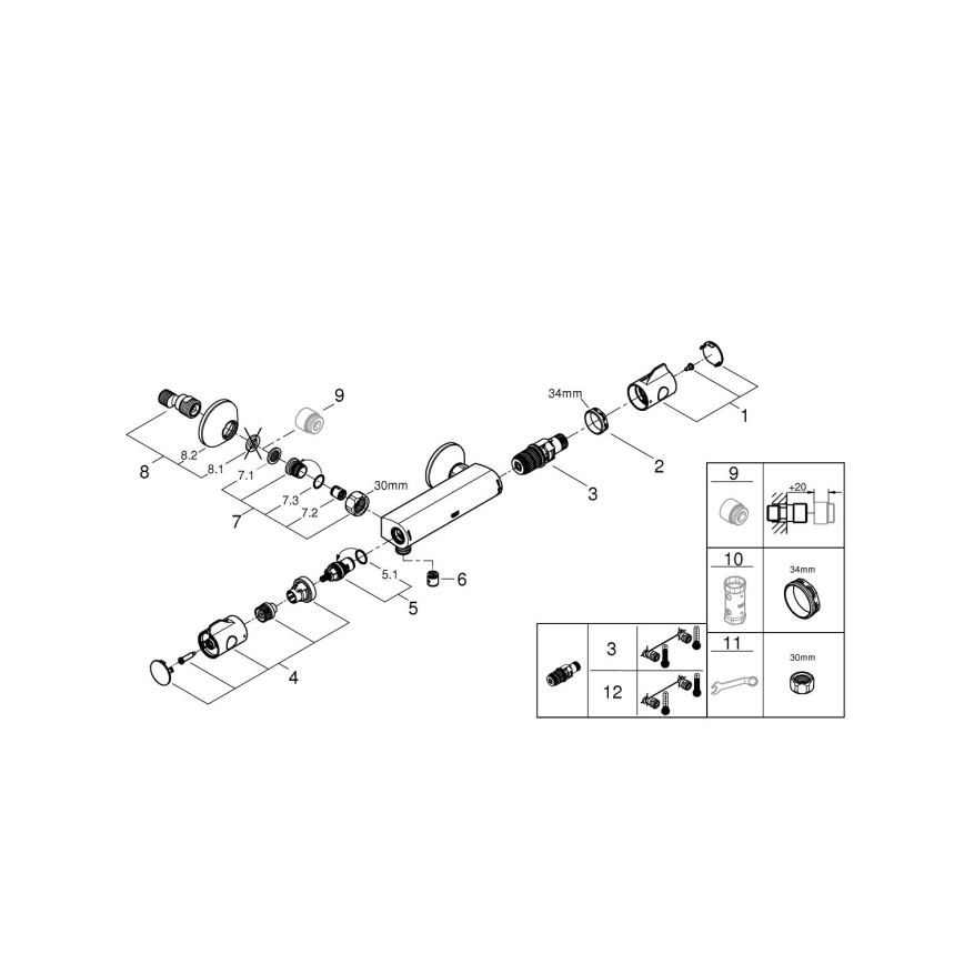 GROHE 34558000 - Термостатический смеситель для душа GROHTHERM 800 DN 15, полированный хром