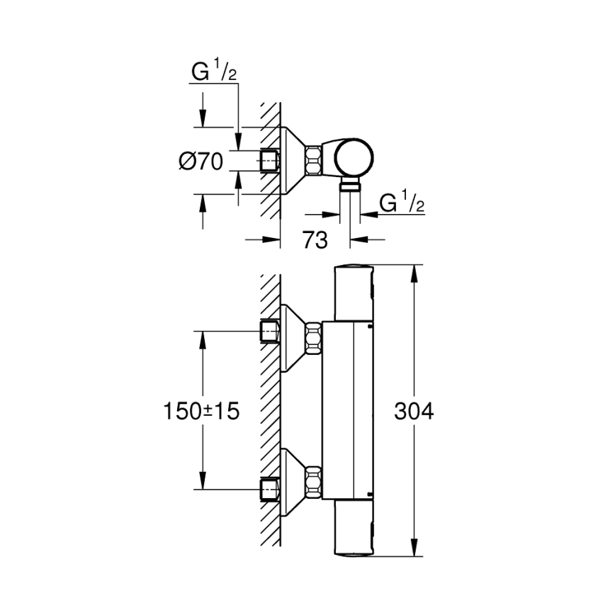 GROHE 345942430 - Термостатический душевой смеситель PRECISION START DN 15 черный