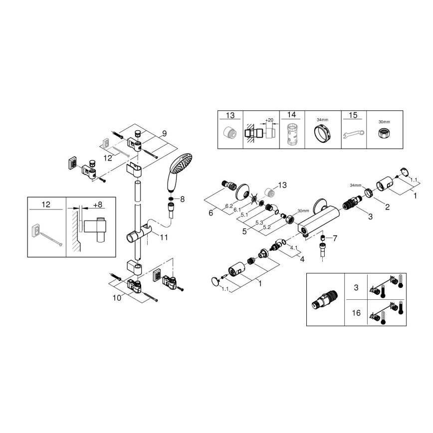 GROHE 345972431 -Термостатичний душовий змішувач PRECISION START 12” 60 см чорний