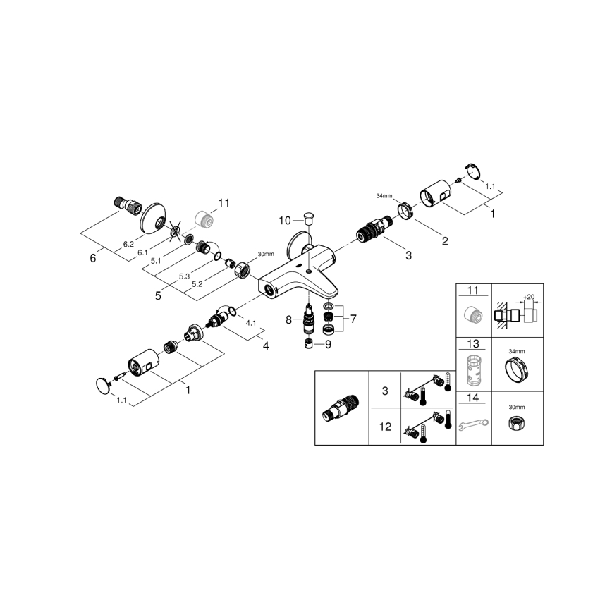 GROHE 345982430 - Термостатичний ванний змішувач PRECISION START 168 мм чорний