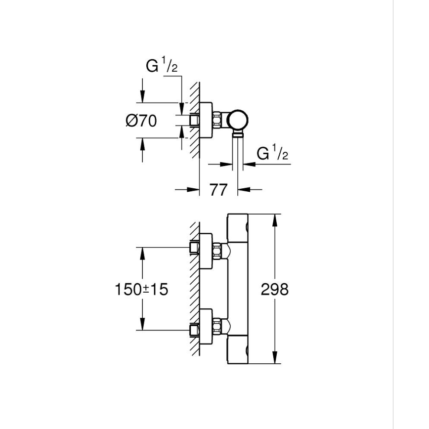 GROHE 34765000-Термостатический душевой смеситель GROHTHERM COSMOPOLITAN DN 15 хром