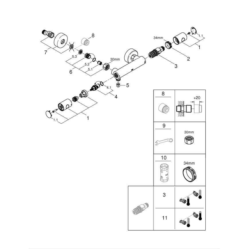 GROHE 34773000 - Термостатичний душовий змішувач PRECISION GET DN 15 глянцевий хром