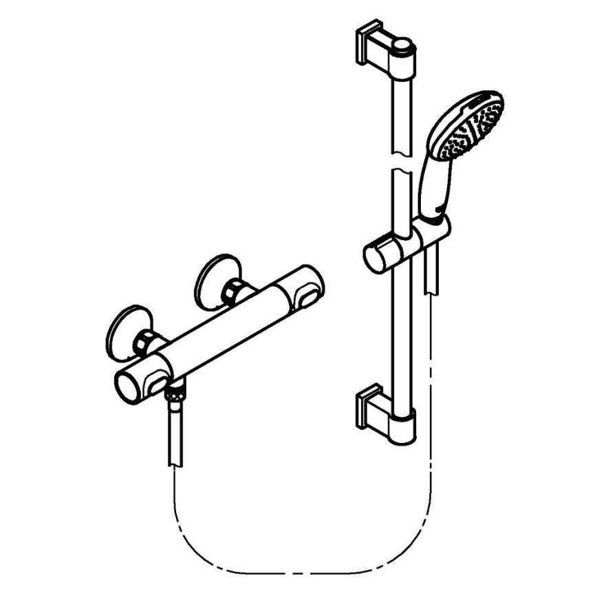 GROHE 34800001 - Душевой комплект с термостатическим смесителем PRECISION FLOW 600 мм полированный хром