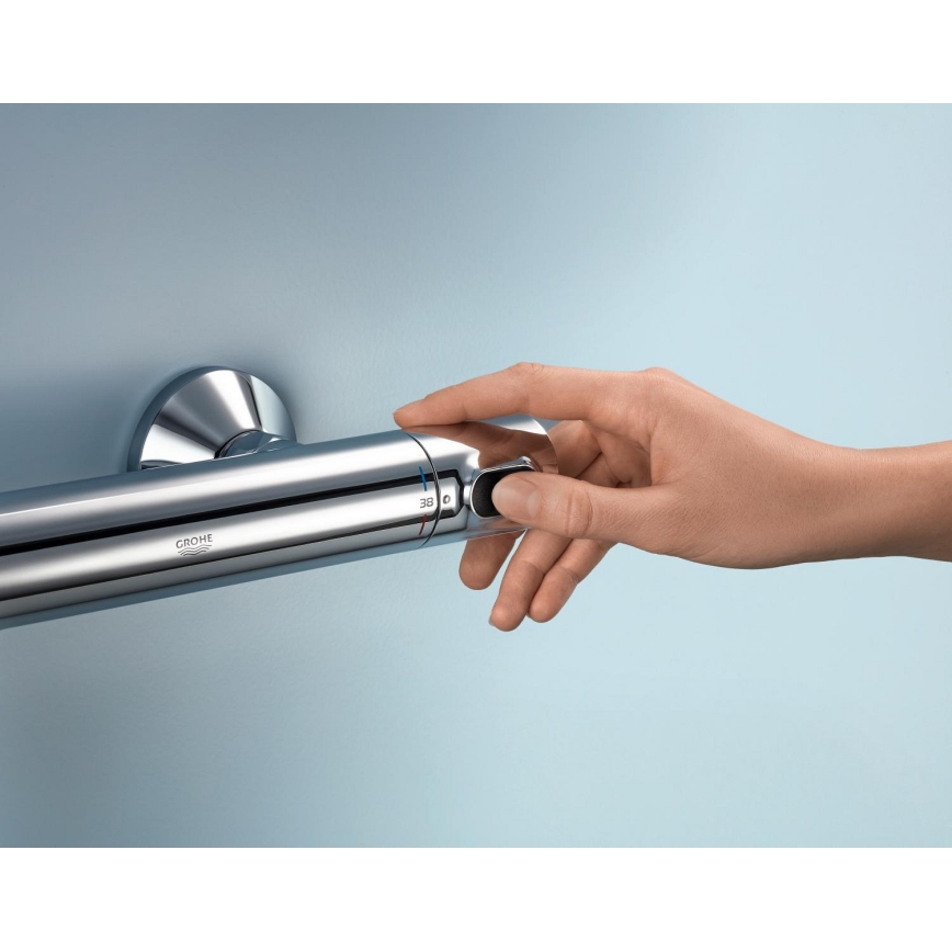 GROHE 34800001 - Душевой комплект с термостатическим смесителем PRECISION FLOW 600 мм полированный хром