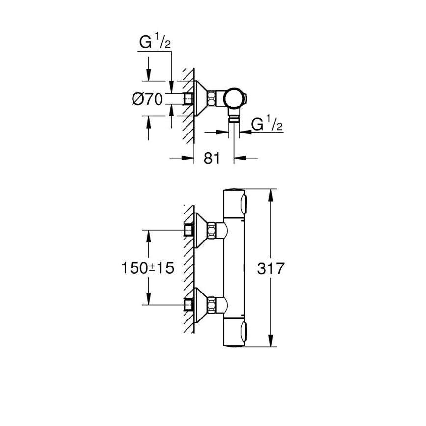 GROHE 34840000 - Термостатический смеситель для душа PRECISION DN 15 полированный хром