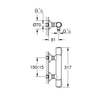 GROHE 34840000 - Термостатичний душовий змішувач PRECISION DN 15 полірований хром