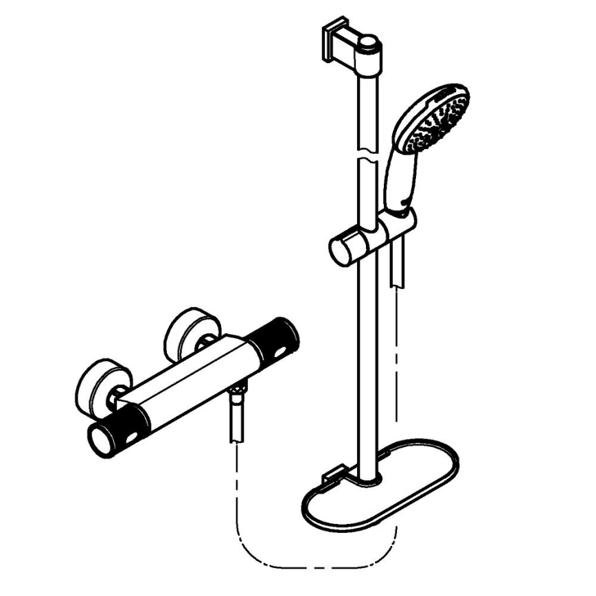 GROHE 34853001 – термостатичний душовий змішувач PRECISION FEEL + душовий комплект 90 см, хром