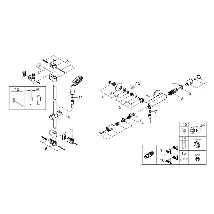 GROHE 34854001 - Термостатичний душовий змішувач PRECISION START 900 мм хром