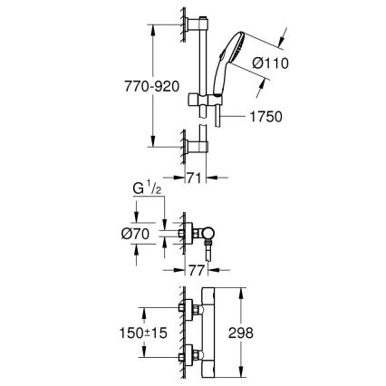 GROHE 34857000 - Душовий набір з термостатичним змішувачем PRECISION GET 12” блискучий хром