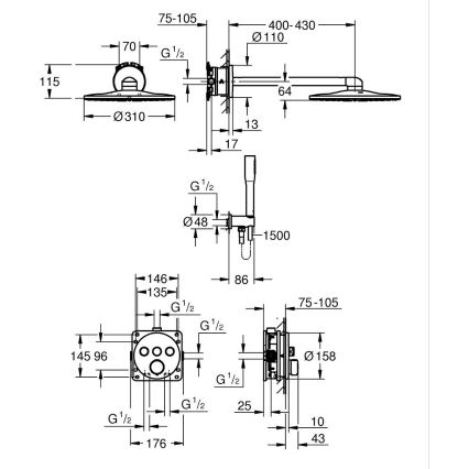 GROHE 34874000 - Душевая система PRECISION SMARTCONTROL 310 мм, блестящий хром