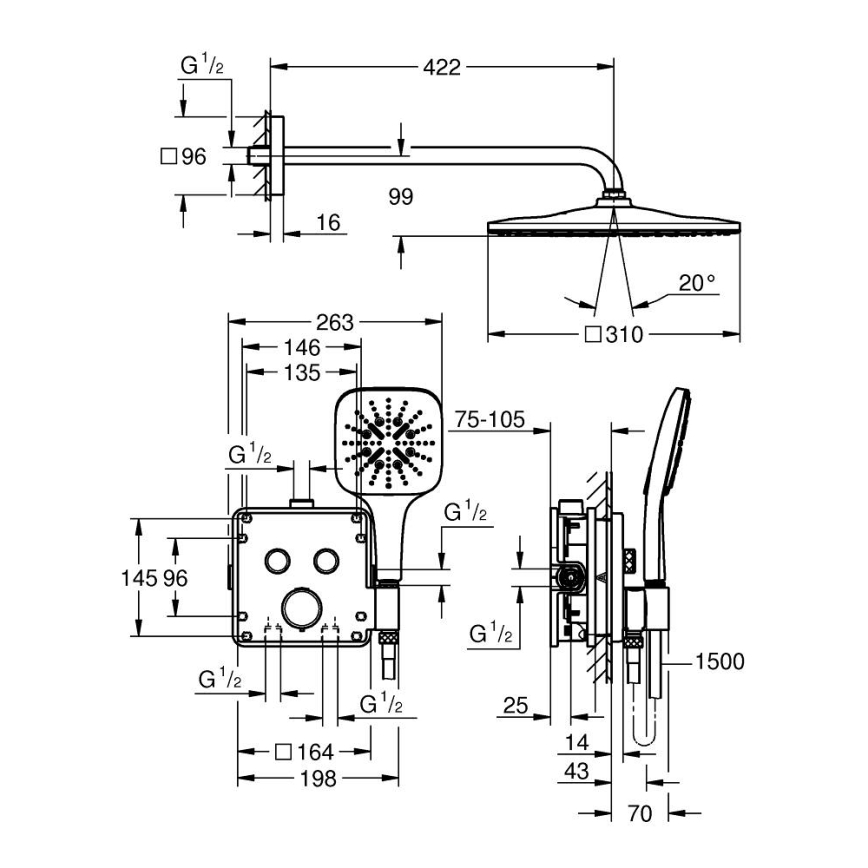 GROHE 34876000 - Душова система PRECISION SMARTCONTROL 310 × 310 mm хром