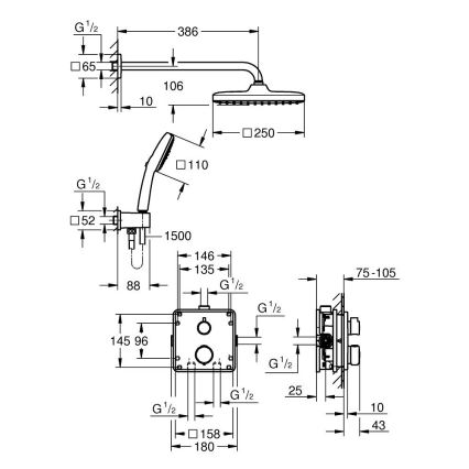 GROHE 348822430 - Душевой набор PRECISION 250 × 250 mm черный