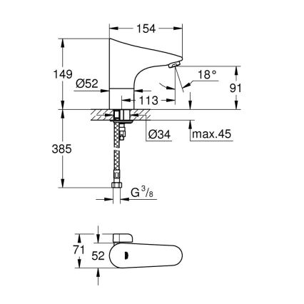 GROHE 36207001 - Электронный смеситель для раковины EUROPLUS E DN 15, полированный хром