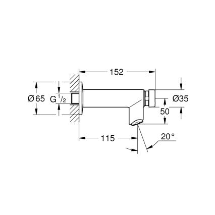GROHE 36266000 - Самозакрывающийся настенный вентиль EUROECO COSMOPOLITAN T DN 15 хром