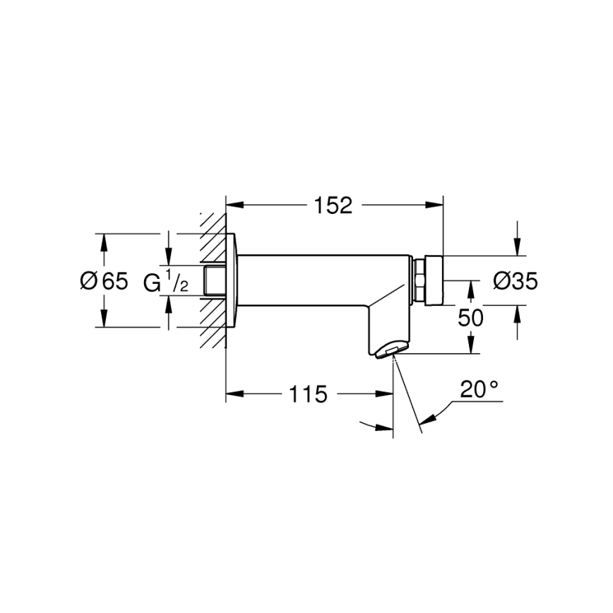 GROHE 36266000 - Самозакрывающийся настенный вентиль EUROECO COSMOPOLITAN T DN 15 хром