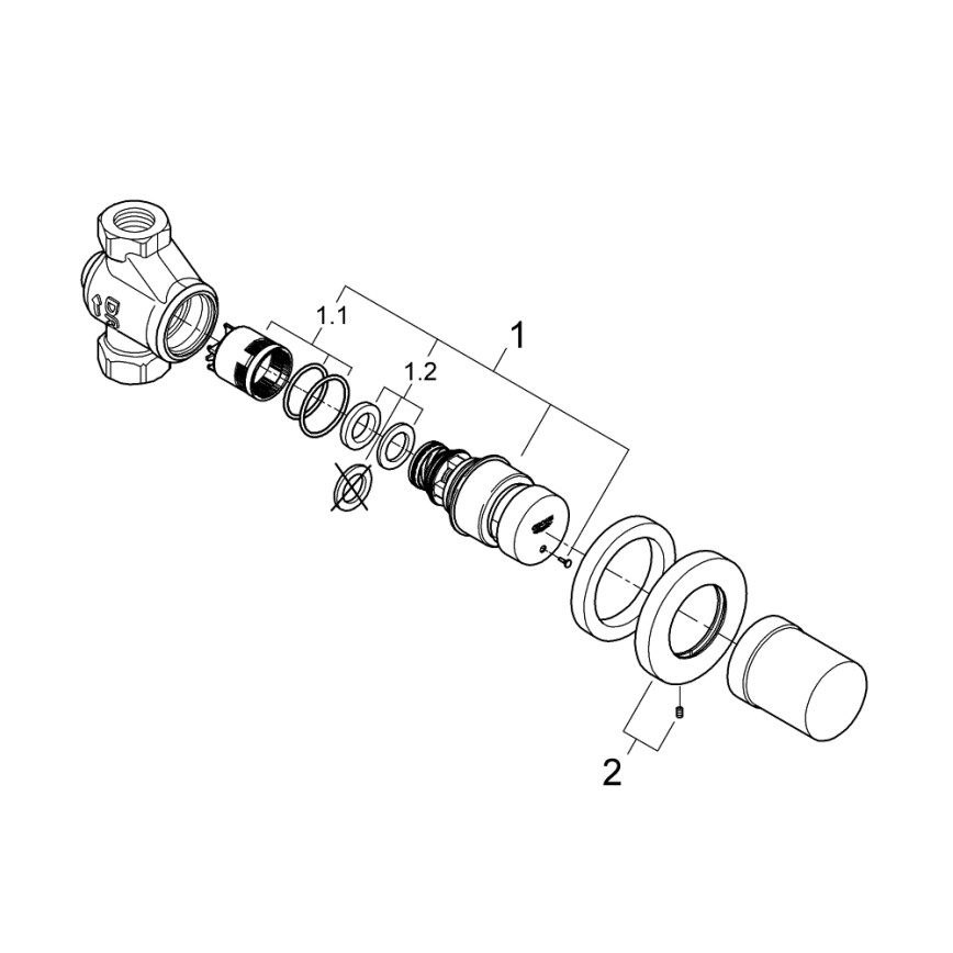 GROHE 36268000-Самозакрывающийся проходной вентиль EUROECO COSMOPOLITAN T DN 15 хром