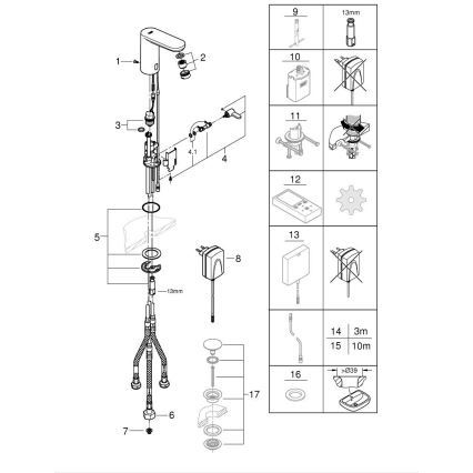 GROHE 36324001 - Инфракрасный электронный смеситель для раковины EUROSMART COSMOPOLITAN E хром