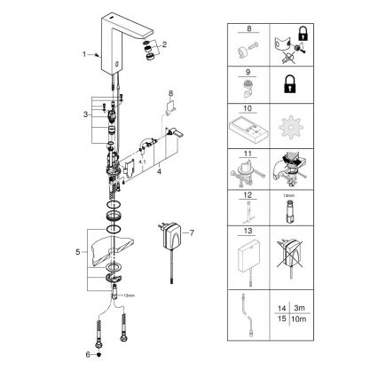 GROHE 36440000 - Инфракрасный электронный смеситель для раковины EUROCUBE E DN 15 хром