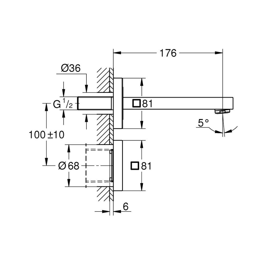 GROHE 36442000 - Инфракрасный электронный смеситель EUROCUBE E, глянцевый хром
