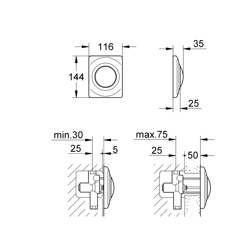 GROHE 37018SH0 - Кнопка змиву SURF 116 × 144 мм біла