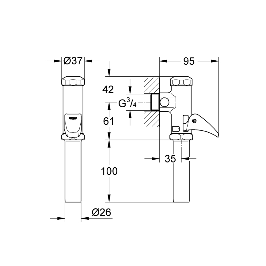 GROHE 37139000 - Автоматичний змивний механізм DAL 34” глянцевий хром