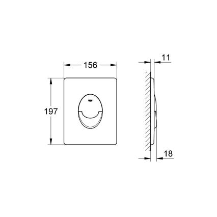 GROHE 38505P00 - Клавиша смыва SKATE AIR 156 × 197 мм матовый хром
