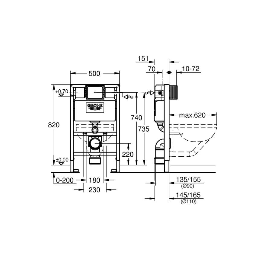 GROHE 38526000 - інсталяційний модуль для унітазу RAPID SL 0,82 м білий