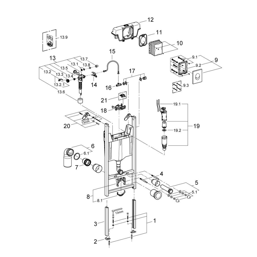 GROHE 3855800M - Настінне підключення RAPID SL 130-230 mm глянцевий хром