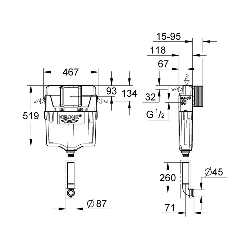 GROHE 38661000 - Смывной бачок GD 2