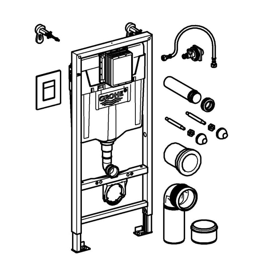 GROHE 38811KF0 - Набор 3 в 1 для унитаза SOLIDO, 1,13 м, чёрный