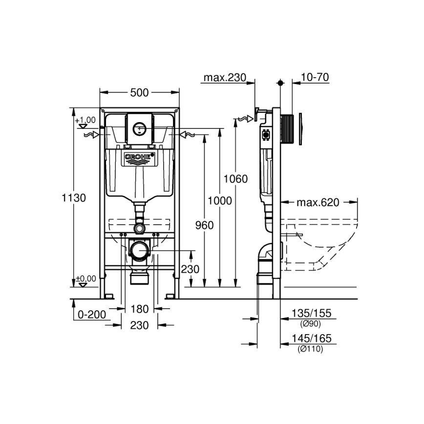 GROHE 38860000 - Комплект 3 в 1 RAPID SL 1,13 м